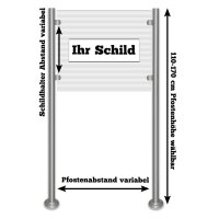 Universal Edelstahl Werbeschild Ständer Pfostenpaar Standfuß konfigurierbar