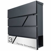 Briefkasten Briefbox ANTHRAZIT RAL 7016 mit 2...